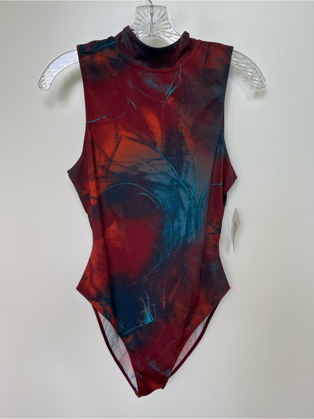Nia Lynn High-Neck Tie-Dye One-Piece Swimsuit - Red/Blue